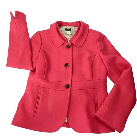 J. Crew Wool Blazer Women's Size 10 Office Career Lined Coral Peplum Style 99322 - Picture 8 of 11